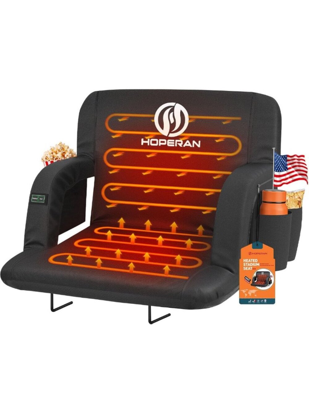 Cozy Heated Stadium Seat with Back Support & Dual Control - Perfect for Events!